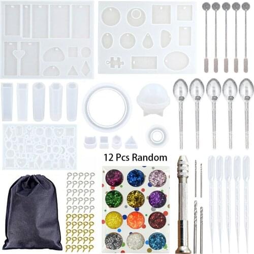 94 Pcs Silicone Casting Resin Molds And Tools Set Glitter Sequins For DIY Resin Jewelry Pendants Earrings Uv Epoxy Moulds Making