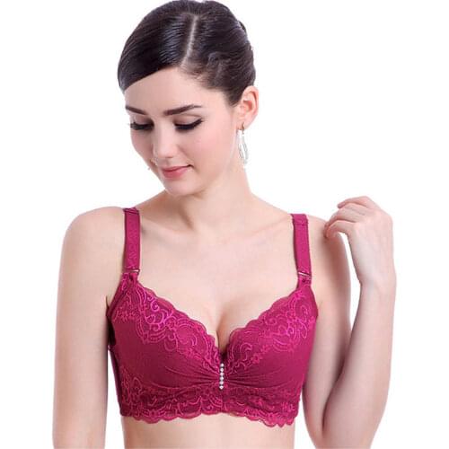 Bras for Women Sexy Lace Bra Plus Size B C D DD E Cup Underwire Gather Adjustment Plunge Embroidery Underwear BH Top