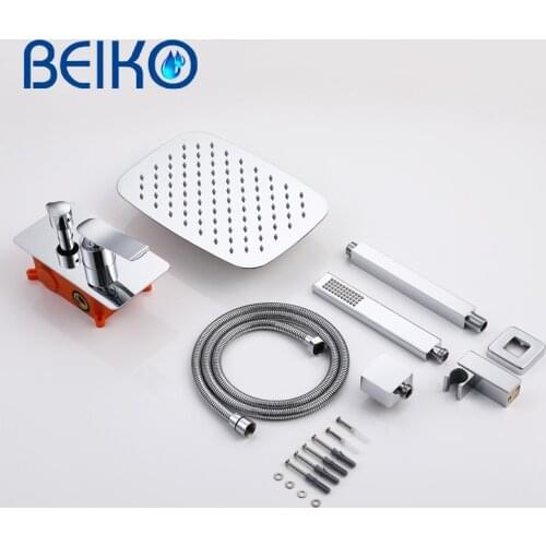 Rainfall Shower Set Single Handle Stainless Steel Shower Head Brass Core Concealed Wall Mounted Bathroom Bath Shower Faucet