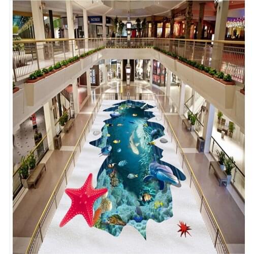 Custom photo floor wallpaper 3d Beautiful underwater world of 3D tiles PVC waterproof floor