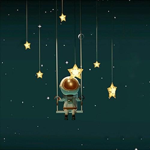 Art Wall Poster Rocket Astronaut Starry Night Star Painting Canvas Dream Poster Print Pictures For Childrens Day Gift Nordic