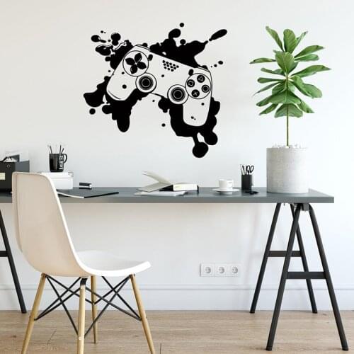 Gaming Controller Wall Decal Graffiti Street Culture Vinyl Stickers, Joysticks Video Game Decal Controller Boys Teens Art 2267