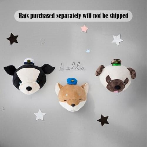 Ins Nordic Style 3D Dog Animals Head Plush Toys Wall Bulldog Kids Girl Room Decor Cute Dog Stuffed Toys Wall Hanging Decor