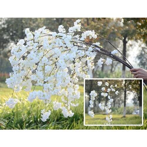 Fake Cherry Blossom Flower Branch Begonia Sakura Tree Stem 138cm Long for Event Wedding Party Artificial Decorative Flowers