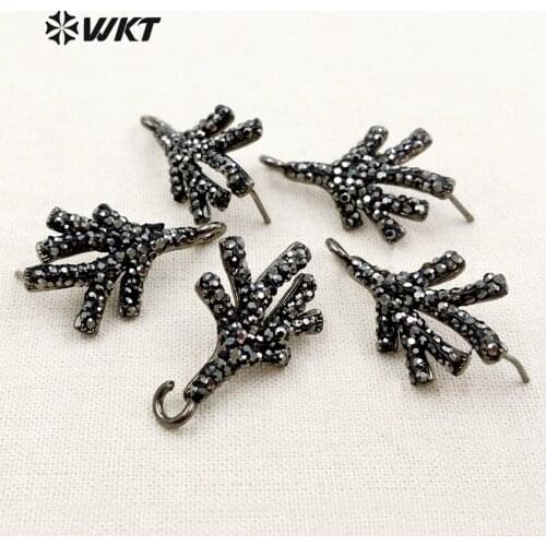 JF275 WKT Best Ancient With Pave Beads Jewelry New Design Lovely Findings Small Branch Shape Rhinestone Pave