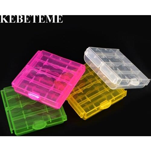KEBETEME 4pcs/Lot Plastic AA / AAA Battery Storage Box Simple Container Bag Case Organizer Box Case Wholesale