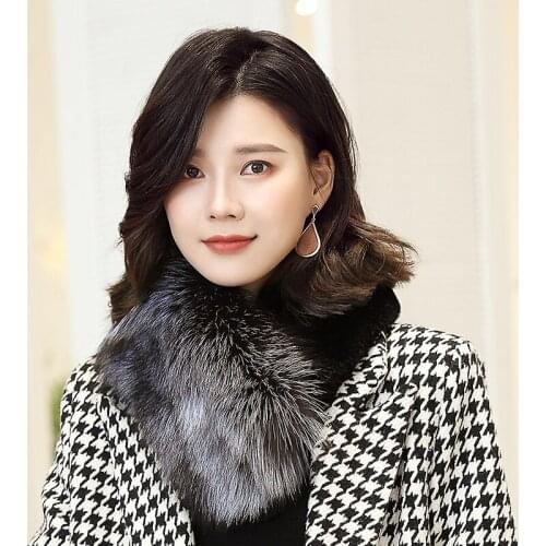 Lantafe Fur Winter Scarf Fox Fur Collar Women Scarf Widening Thickening Neck Warm Splicing Material Whole Real Rabbit Fur