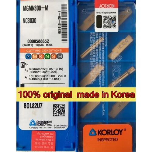MGMN150 MGMN200 MGMN250 MGMN300 MGMN400 MGMN500 MGMN600 NC3030 100% original Korean KORLOY Carbide insert Processing: steel