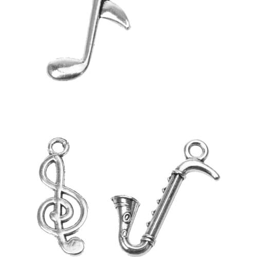 Pack of 14 Tibetan Mixed Musical Instrument Pendants DIY Jewelry Making Craft