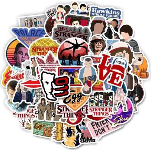50PCS TV Show Stranger Things Stickers DIY Car Bike Travel Luggage Phone Guitar Laptop Waterproof Cool Sticker Decal Kid Toy