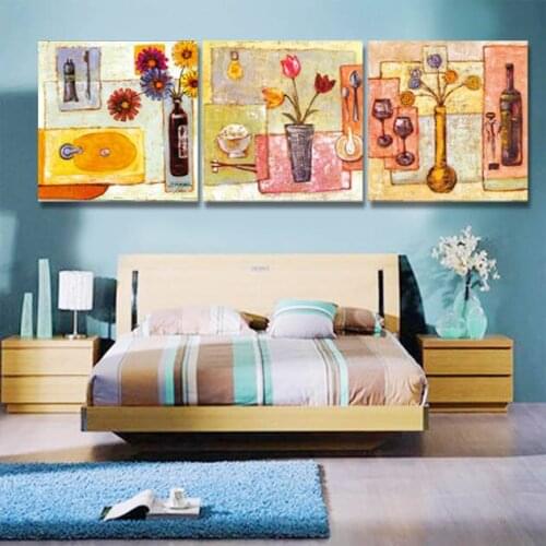 Wall Pictures For Living Room Free Shipping Abstract Flower World Canvas Wall Art Home Decorate Paintings 3 Piece