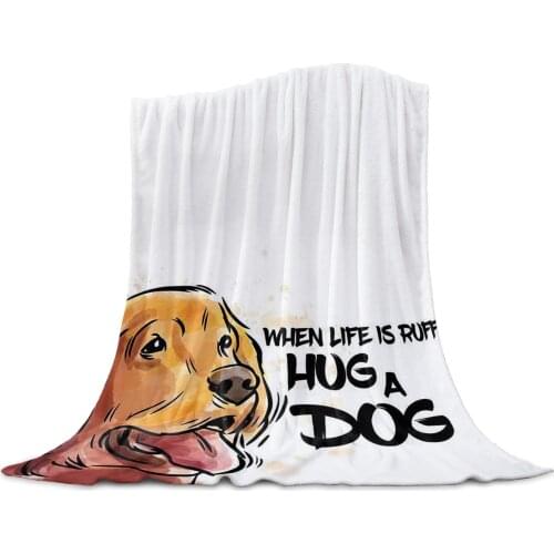 Hug A Dog Throw Blanket for Sofa Christmas Decoration Bedspread Portable Microfiber Flannel Blanket