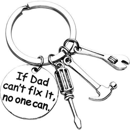 Fathers' Day Dad Papa Birthday Gifts Trendy Wrench Keyring Metal Hand Tools Daddy Fathers Day Keyring Men Father Party Gift