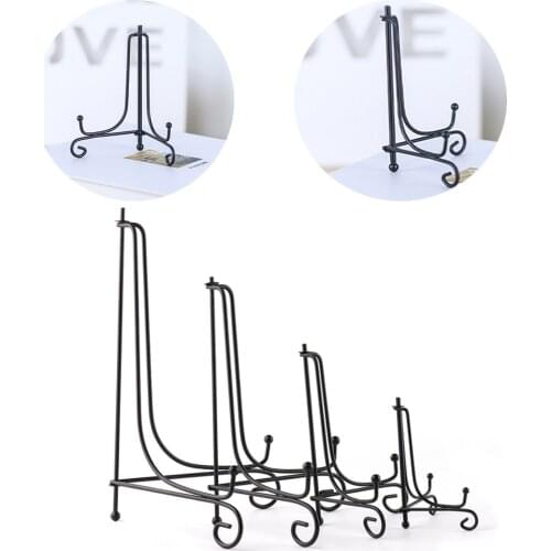 Adjustable Metal Iron Display Stand Easel Plate Bowl Picture Frame Photo Book Pedestal Black Folding Display Rack Home Decor