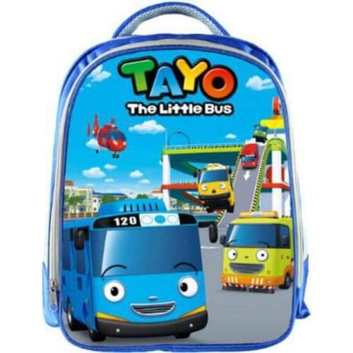 TAYO Bus Blue School Bags for Teenagers Cartoon Cars 13 inch 3D Printing Boys Girls Children Kids School Bag