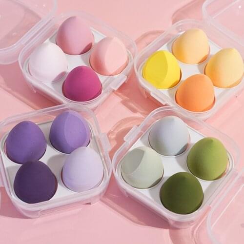 Bulk 20 Sets 4pcs Cosmetic Puff Makeup Sponge with Box Private Label Make Up Blender For Foundation Cream Powder Cosmetic Tools