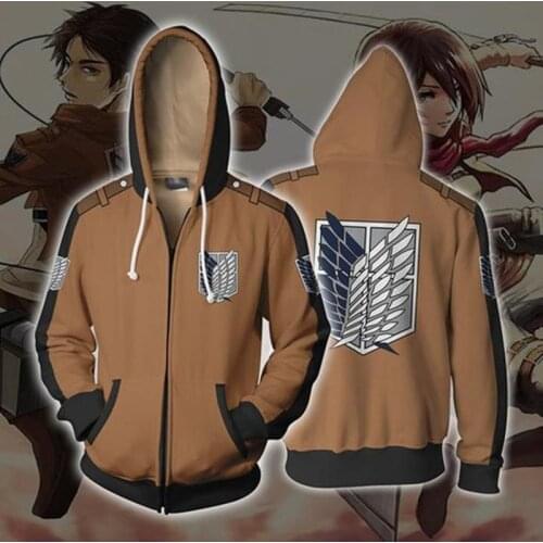 Anime Sweatshirt Hoodie Attack of The Titans Clothes Attack on Titan Sweatshirts Cosplay Costume Jacket Zipper Top