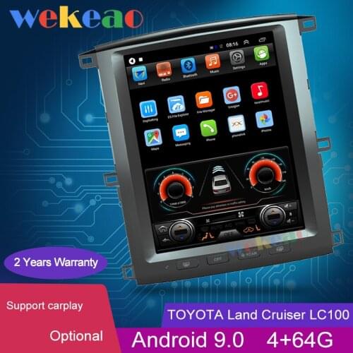 Wekeao 12.1" Vertical Screen Tesla Style 1 Din Android 9.0 Car Dvd Player For Toyota Land Cruiser LC100 4G Car Radio Automotivo