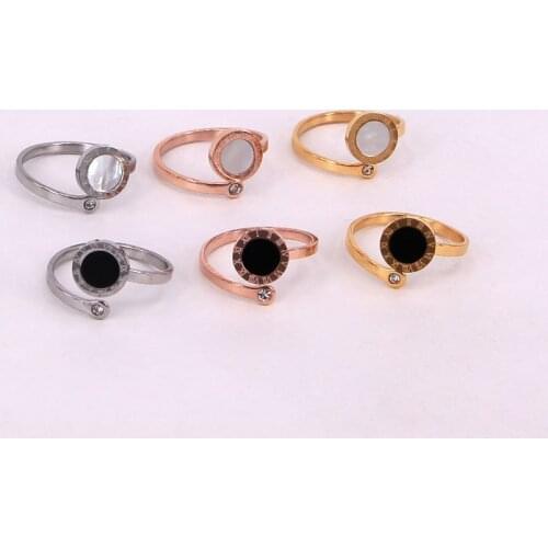 YUN RUO Titanium Steel Jewelry Roman Numerals Anniversary Ring Mosaic CZ Crystal Weeding Rose Gold Fashion Woman Never Fade