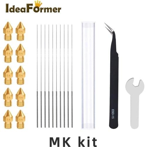 3D Printer Parts E3D V6/MK 0.4mm /1.75mm Nozzle+ Nozzle spinner+Nozzle Cleaning Drill Bit +Tweezer E3D V6/MK Nozzle kit