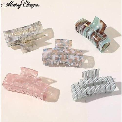 New Fashion Large Size Rectangle Acrylic Hair Clip For Woman Multiple Colorful Geometry Hair Crab Hair Claws Hair Accessories