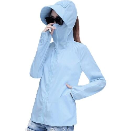 3XL Womens Sun Protection Clothing 2021 Summer New Hooded Jacket Coat Womens UV Protection Wild Breathable Sun Protection Shirt