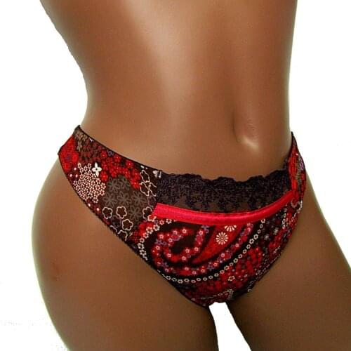 Candy Cherries Panties Women Embroidery Flower Chiffon Knickers Brown Sexy Thong Lady G String Culotte Perizoma Mutande