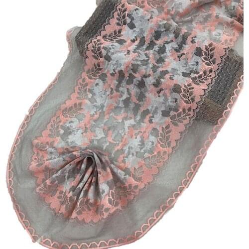 1 Meter Grey Pink Elastic Lace Stretch Wide Lace Trim Elastic Lace Ribbon Sewing Craft DIY Garment 24.5CM