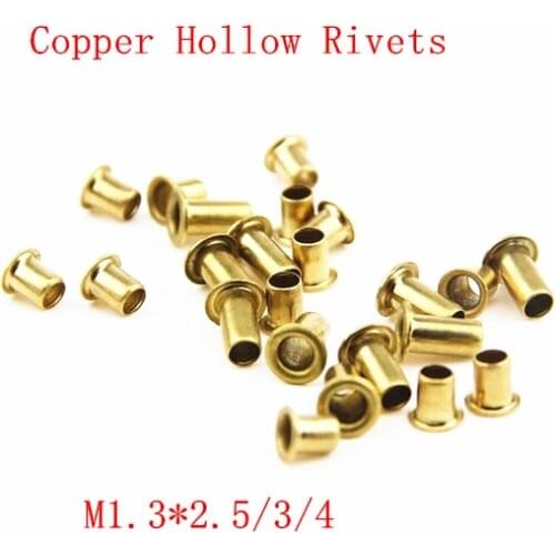 1000pcs M1.3*2.5/3/4 Copper Hollow Rivet 1.3mm Brand Double-sided Circuit Board PCB vias nails / Copper Corns