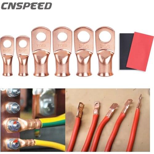 2Pcs=1lot Red copper Lugs Ring Battery Soldered Terminals M6/M8/M10 Bare Cable Electric Crimp Wire Connectors Kit