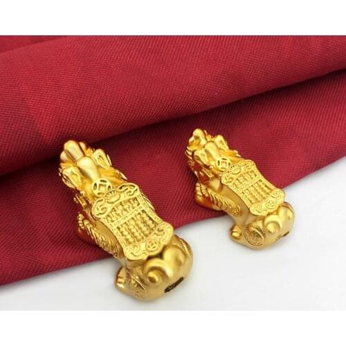 2pcs Vietnam Shakin Never Fade Pixiu Round Loose Beads Charms Wealth Blessing Jewelry Making DIY Bracelet Necklace Accessories