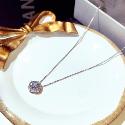 2021Korea Fashion Simple SquarShape Necklace for Women Engagement Wedding Birthday for Female Wholesale Bridesmaid Birthday Gift