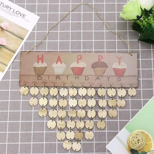 2021 Fashion DIY Wooden Calendar Family Wall Calendar Special Dates Plaque Board Birthday Reminder with Tags Decoration Gifts