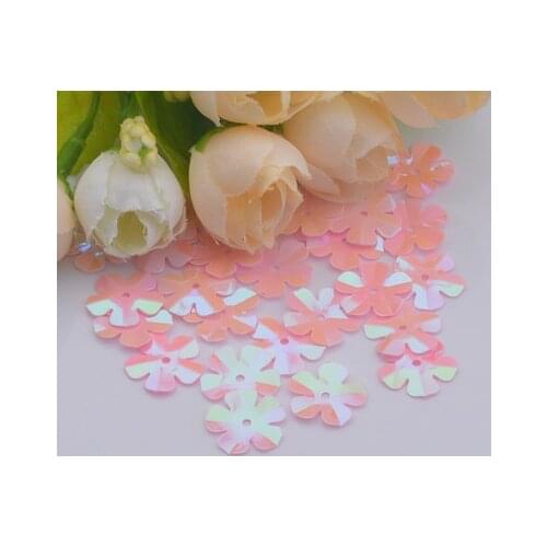300pcs/lot Flower Sequins 20mm PVC Decoration Sewing DIY Wedding Craft Scrapbook For Clothing Pink AB