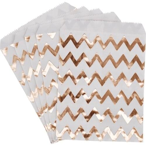 5pcs Paper Bags Candy Gift Bag Food Packaging Christmas Wedding Favor Baby Shower Rose Gold Birthday Party Decoration Treat Bag