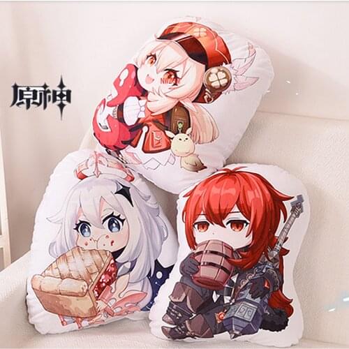 Anime Genshin Impact Barbara Diluc Qiqi Short Plush Doll Pillow Game Mondstadt Cute Toys Cartoon Cushion Birthday Xmas Gifts