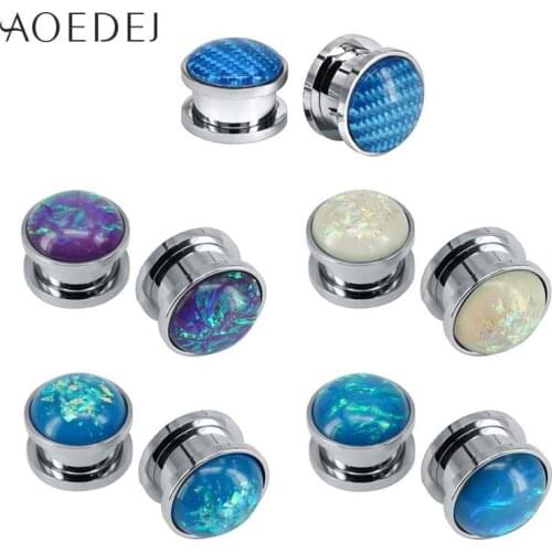 AOEDEJ 2pcs/lot Stainless Steel Plug & Tunnel Jewelry Resin Flesh Tunnel 10mm Dilataciones oreja Piercing Body Piercings Tunnels
