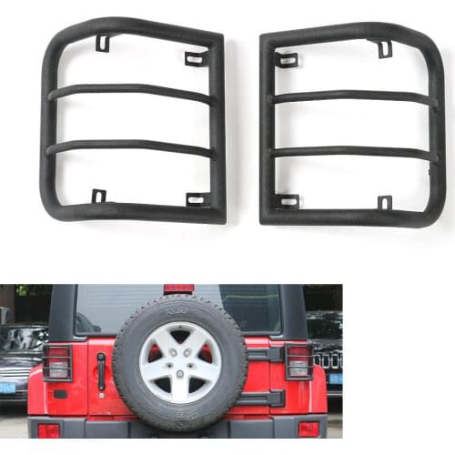 BBQ@FUKA 2Pcs Black Rear Tail Light Lamp Guard Set Steel Pipe Cover Fit For Jeep Wrangler 2007-2016 Car accessories