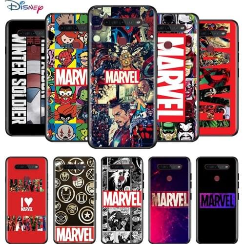 Marvel Avengers Logo For LG G8 G8S G8X V30 V30S V40 V50 V50S V60 Q60 ThinQ 5G Soft Shell TPU Silicone Black Cover Phone Case