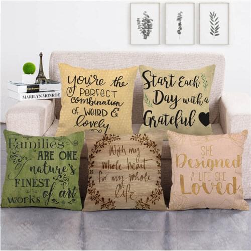 Retro Series Cushion Cover Garland English Letter Linen Pillow Case Home Decor