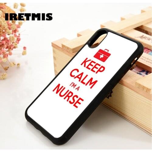 Iretmis 5 5S SE 6 6S Phone Case Cover for iPhone 7 8 Plus X Xs 11 12 MINI Pro Max XR Keep Calm Im A Nurse Rn Doctor Medical