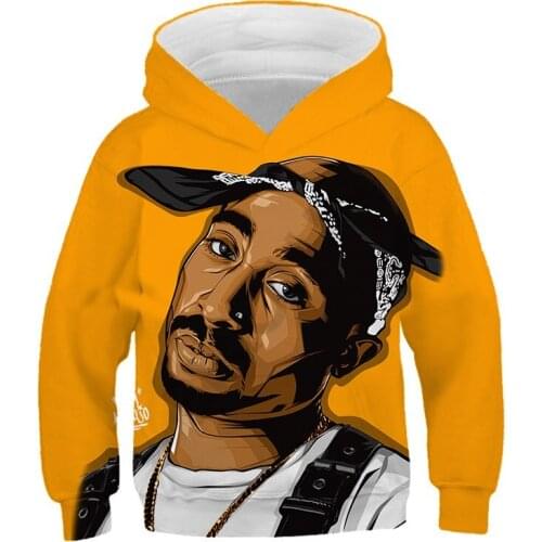 Hip Hop Singer Godfather 3D Childrens Hoodie 2Pac Printed Long Sleeve Kids Clothes Boys Girls' Favorite Cool Streetwear Hoodie