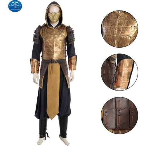 Game Mortal Kombat Hanzo Hasashi Scorpion Cosplay Costume Outfits Halloween Carnival Suit Halloween Costume for Men