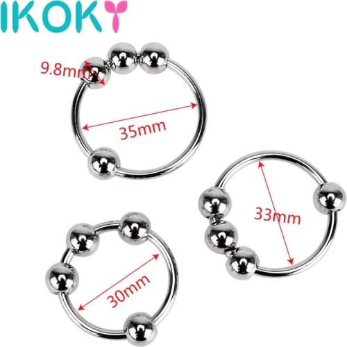 IKOKY Penis Sleeve Adult Products Stainless Steel Cock Ring Delay Ejaculation Sex toys for Men Penis Ring Male Chastity Device