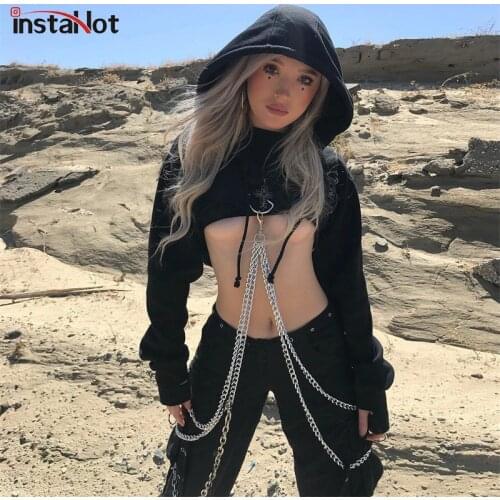 Женские короткие толстовки InstaHot China At AliExpress