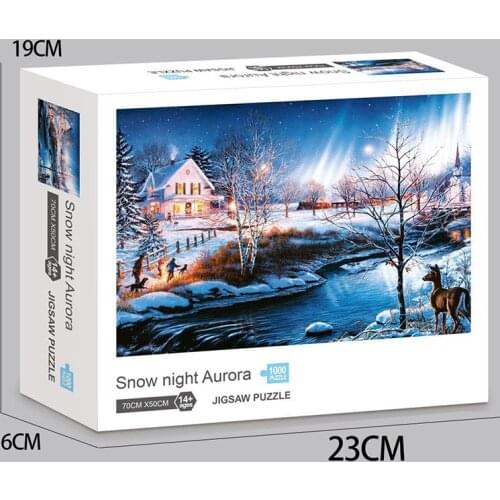 1000PCS Decompression Starry Sky Puzzle SNOW NIGHT AURORA PUZZLE ROUND jigsaw PUZZLE
