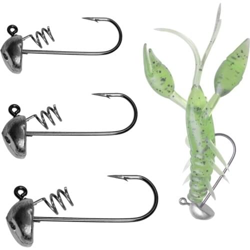 QualyQualy 5pcs/pcs Lead Head Fishing Hook 5g 7g 10g Jig Head Spring Fishhook Soft Worm Fishing Tackle Accessories