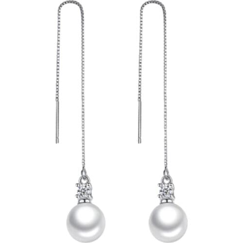 Hot Sale Simple Tassel Earrings Chain Ear Jewelry Gold Color Simulated Pearl Charm Long Drop Earrings Women Hanging Brincos