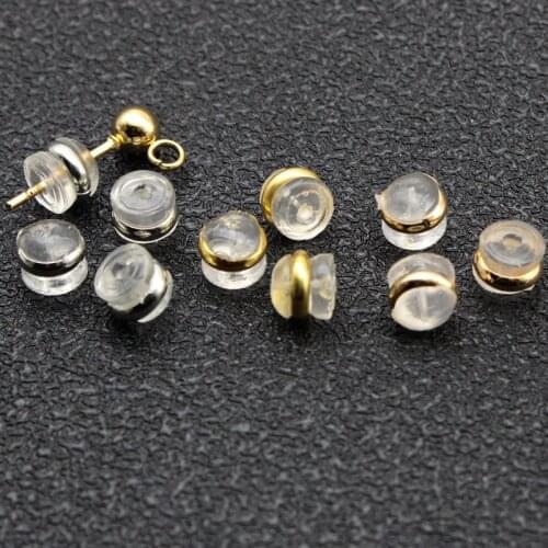 Copper Plated Rubber Earring Back Silicone Round Ear Plug Blocked Caps Earrings Back Stoppers For DIY Jewelry Findings Making