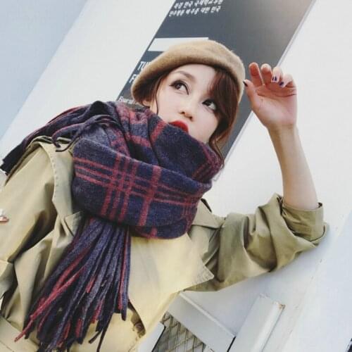 Mingjiebihuo Autumn and winter new arrival plaid beautiful cute scarf warm fashion high quality outdoor long tassel shawl